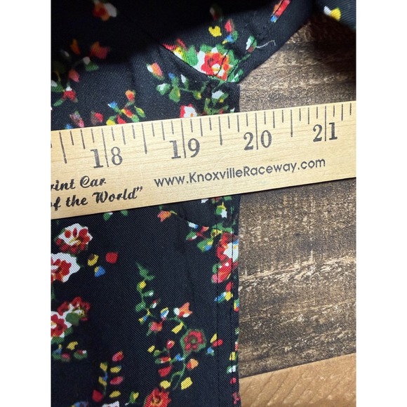 Maeve Anthropologie Mixed Floral Button Front Mini Dress Black Long Sleeve Sz 6 - Picture 4 of 9